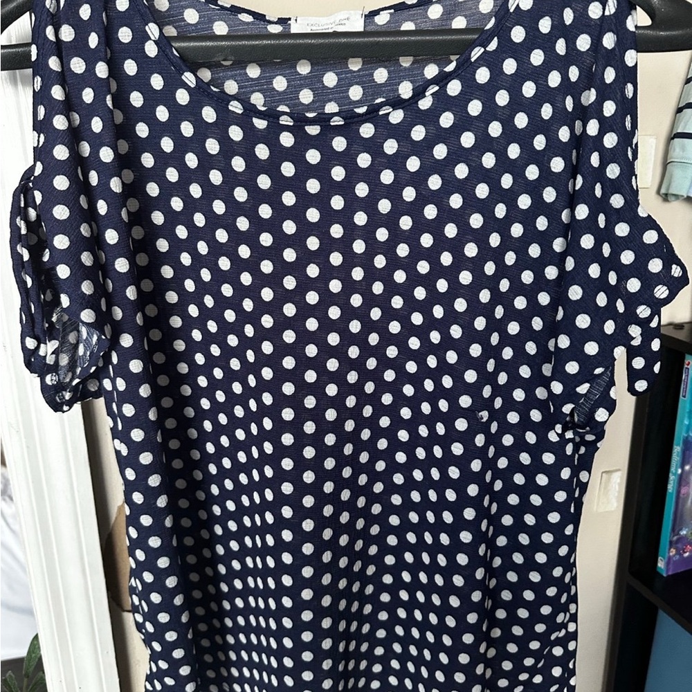 Navy Polka Dot Blouse
